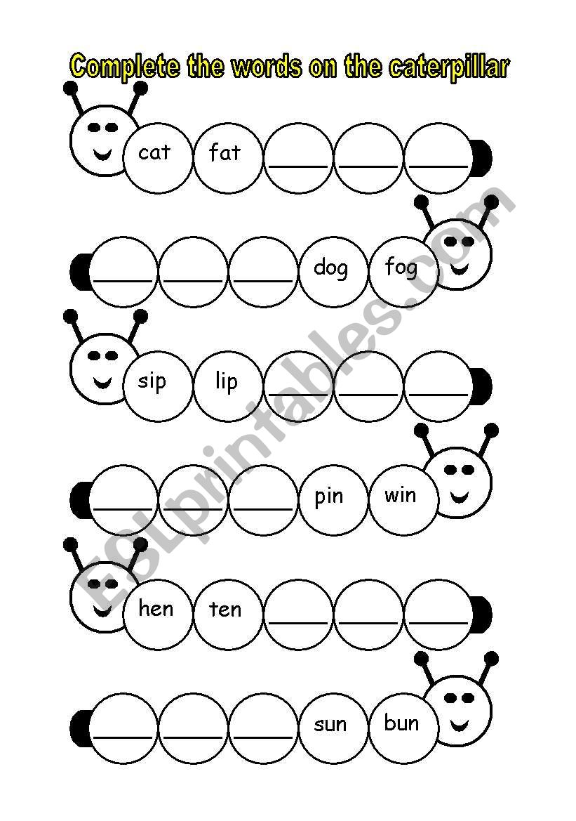 phonics caterpillar worksheet