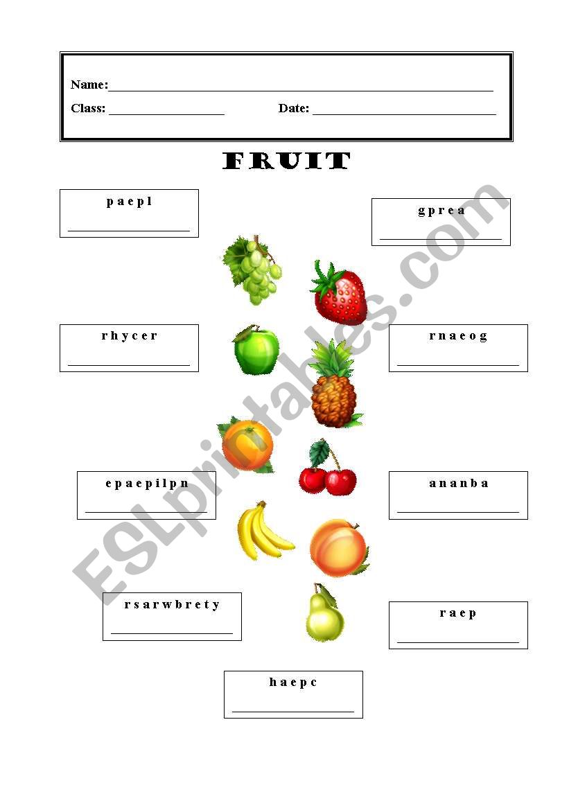 fruit worksheet