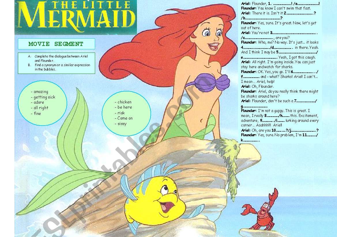 THE LITTLE MERMAID-SCRIPT ACTIVITY- MOVIE SEGMENT w-KEY