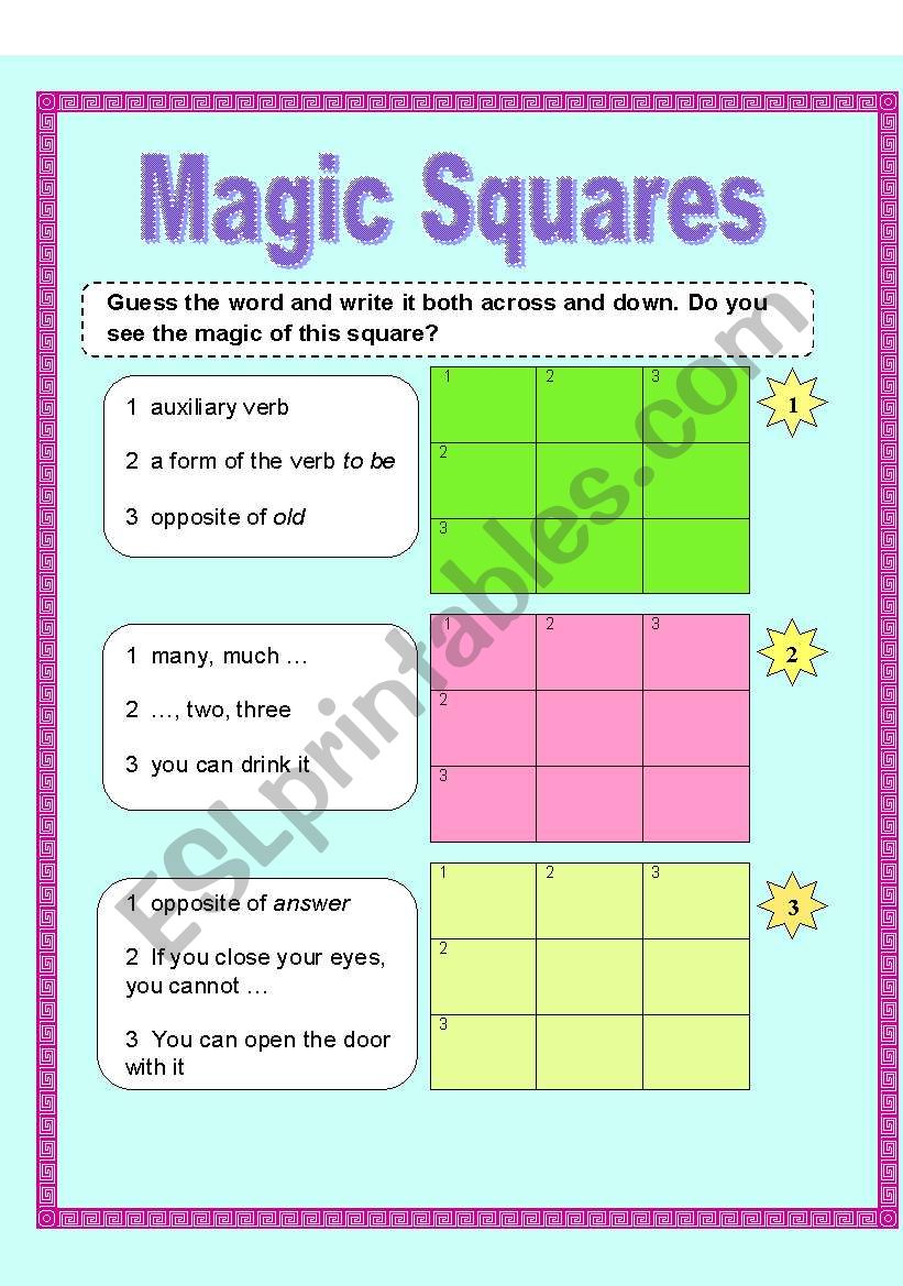 Magic Squares worksheet