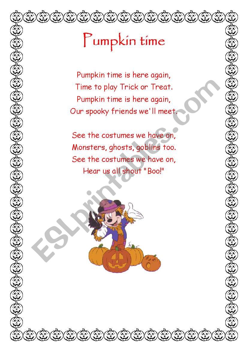 Halloween poem worksheet