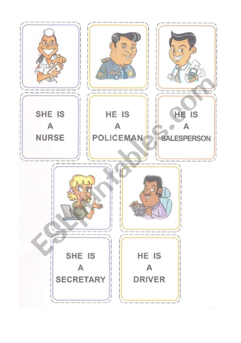 Jobs memory game 2/2 worksheet