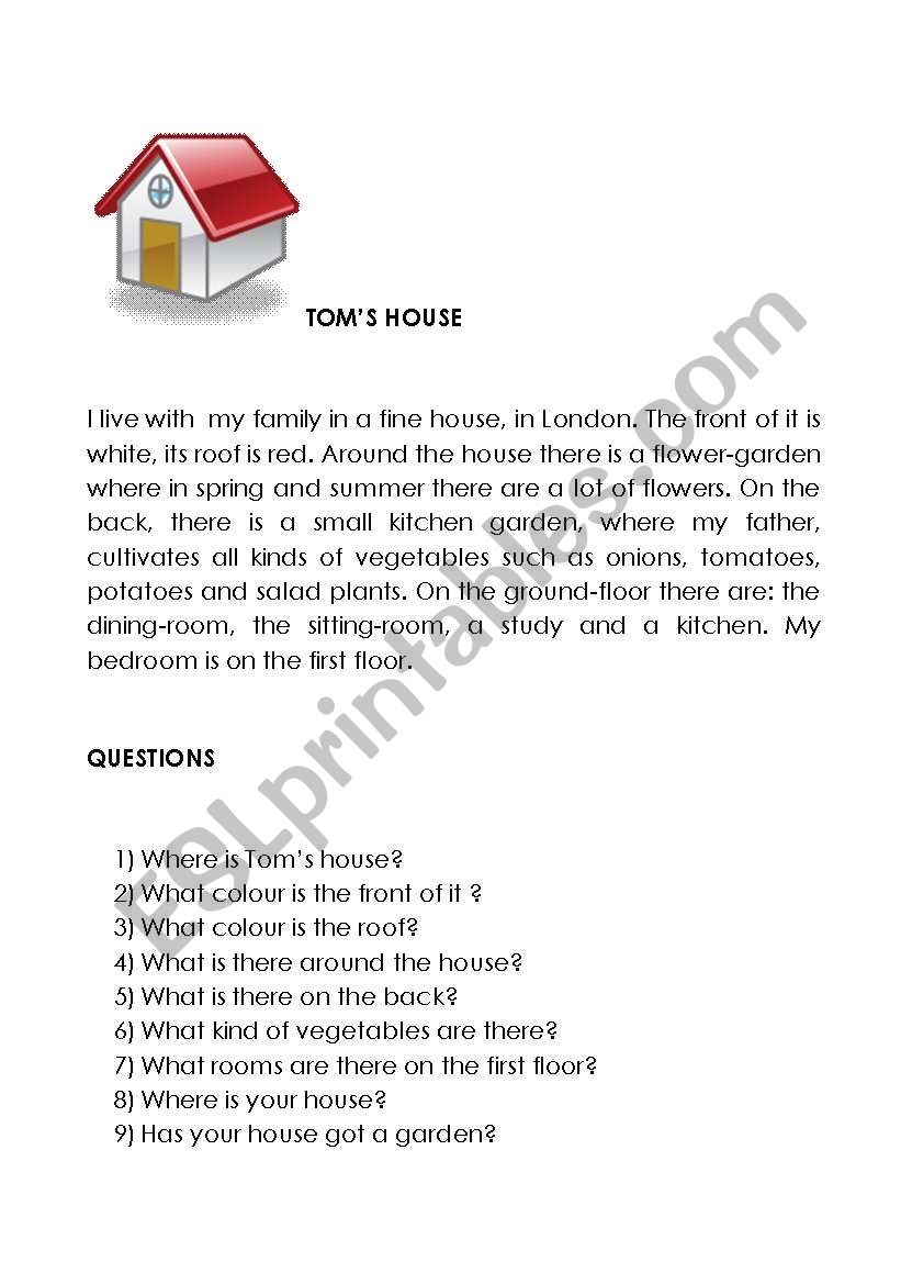 Tom House worksheet