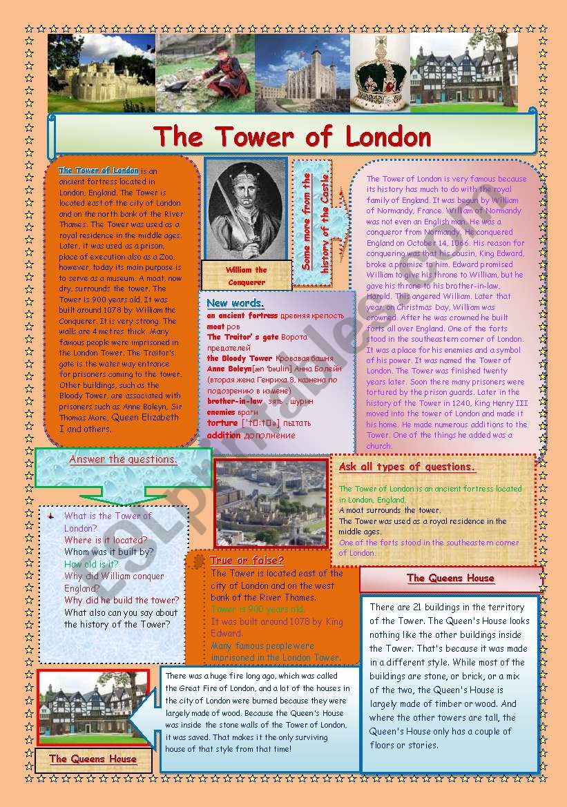 The Tower of London (2 pages) worksheet