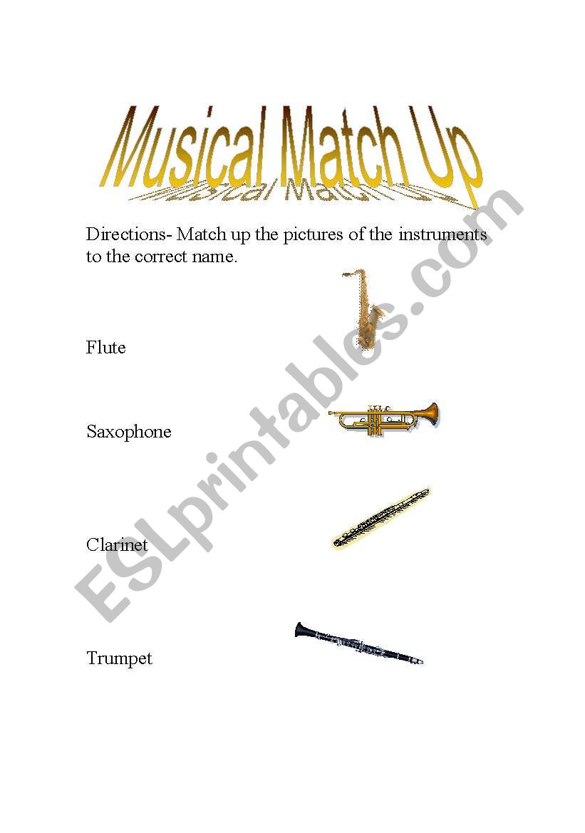 Musical Match Up worksheet
