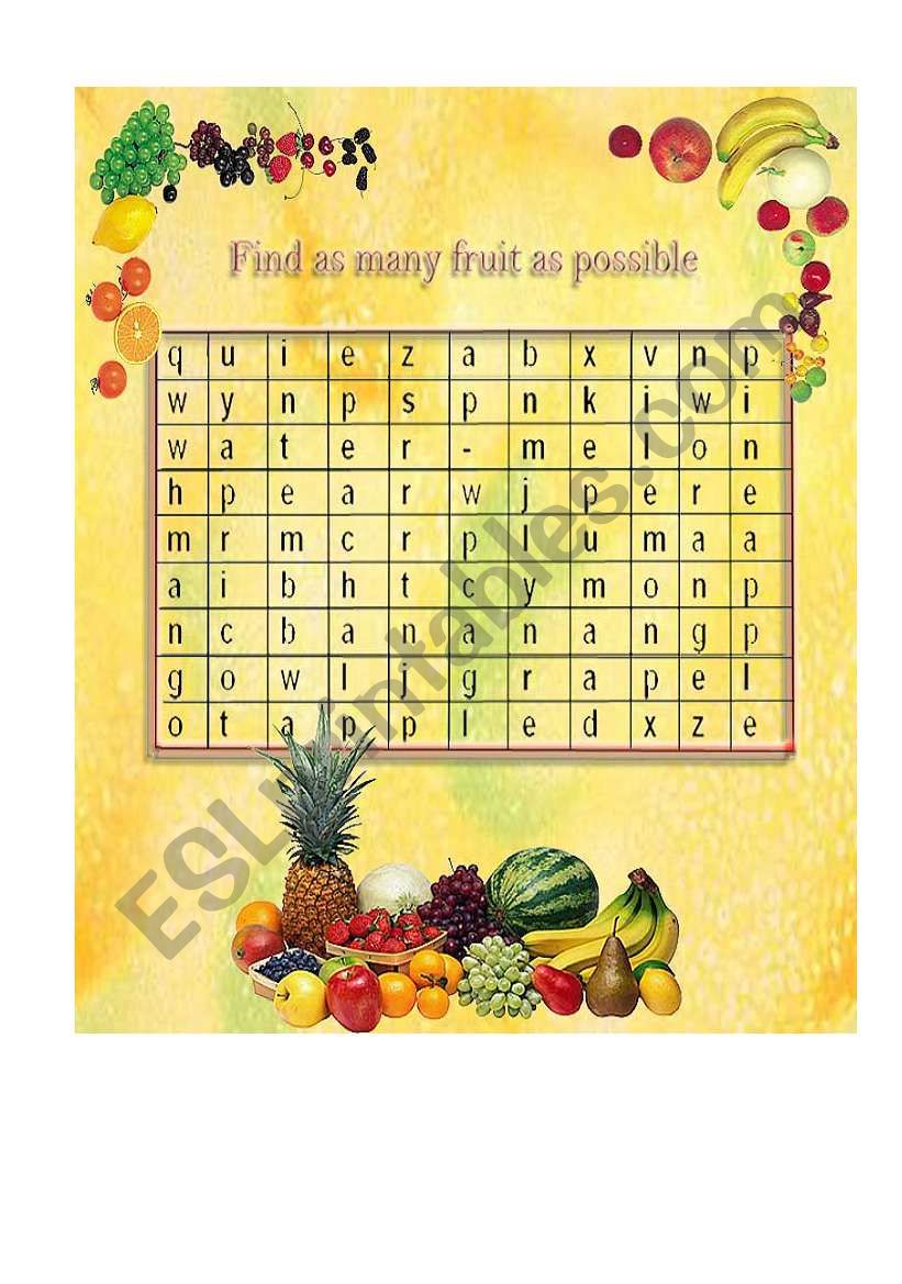 Fruit worksheet