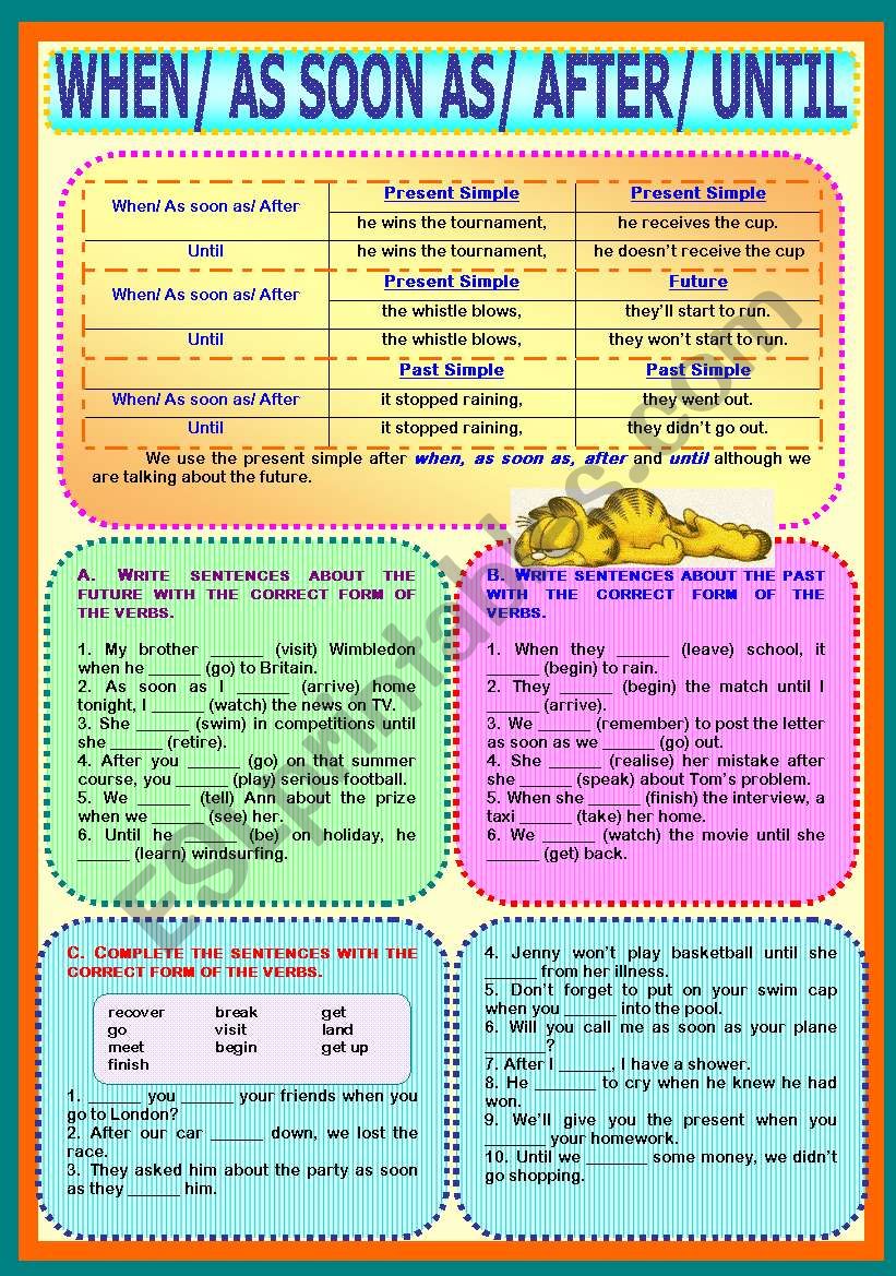 Time Clauses - When/ As soon as/ After/ Until