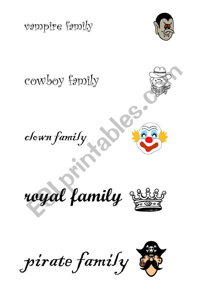 Families - practising adjectives, clothes, family relations (group work)