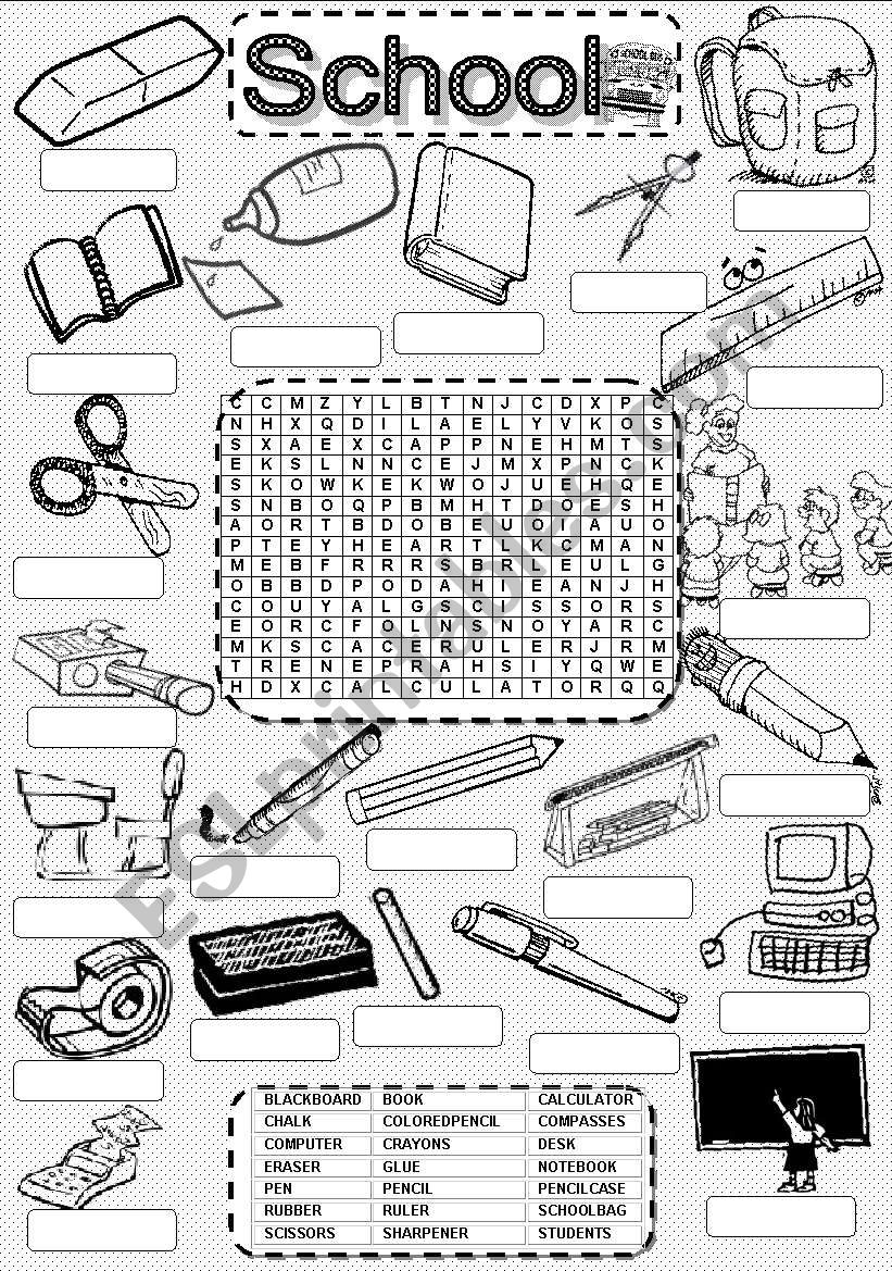 Wordsearch SCHOOL worksheet