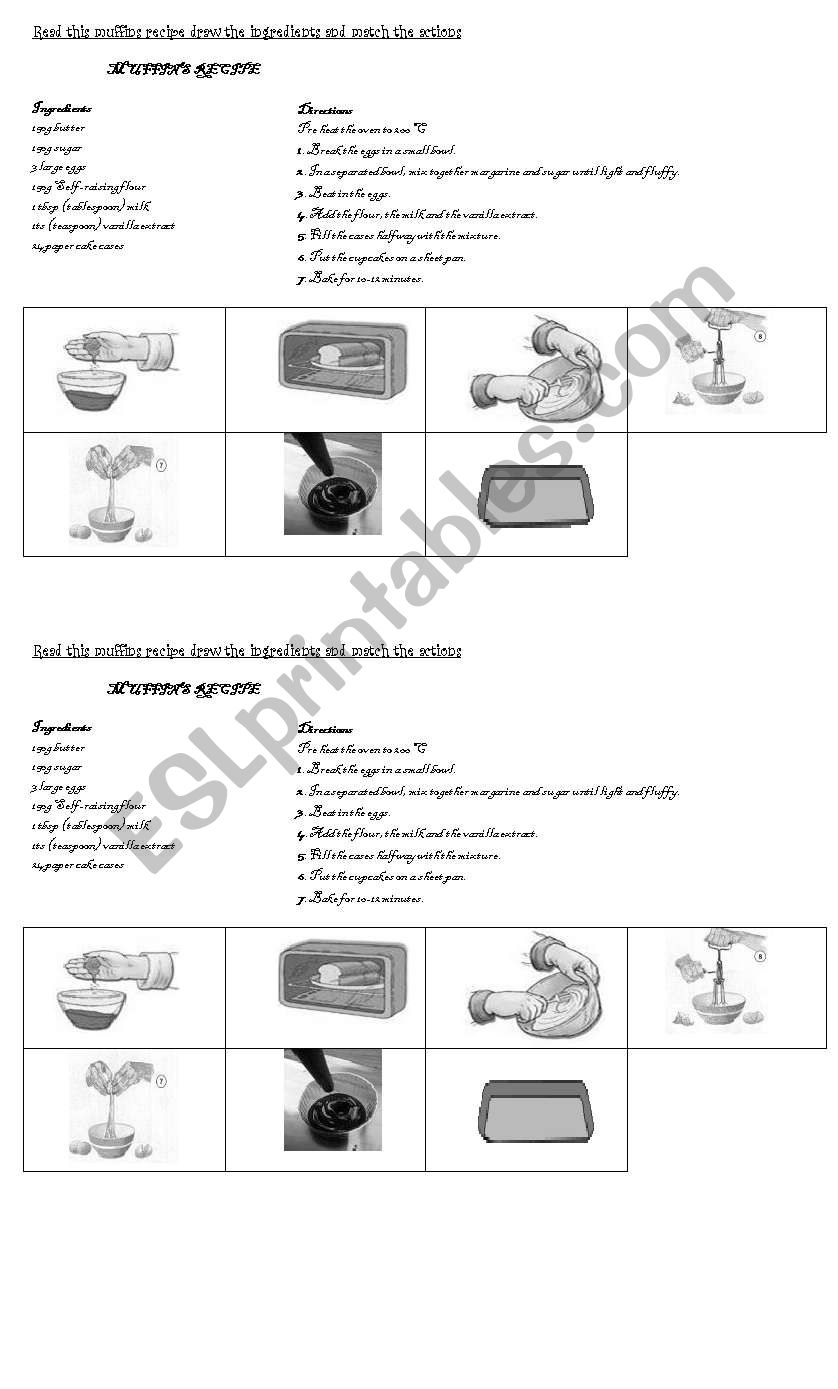 Muffins recipes worksheet