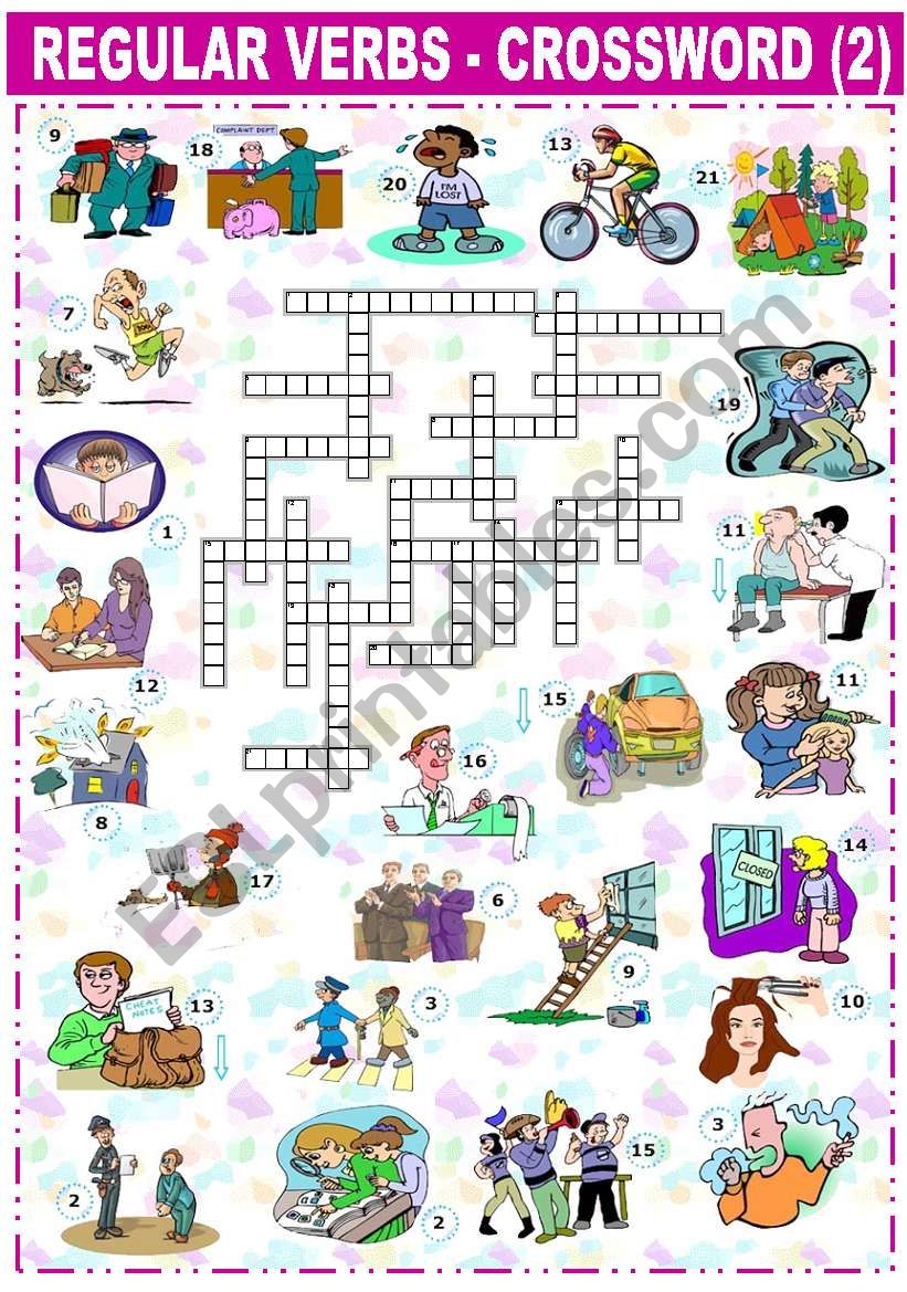 REGULAR VERBS - CROSSWORD -2- worksheet