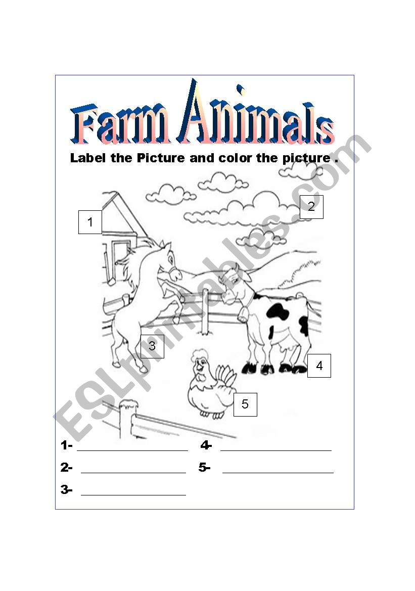 Farm Animals-B&W worksheet