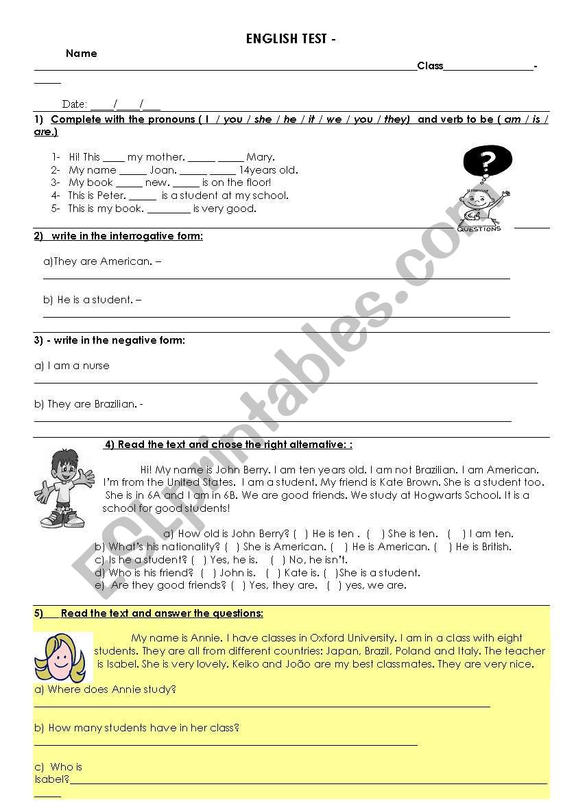 ENGLISH TEST worksheet