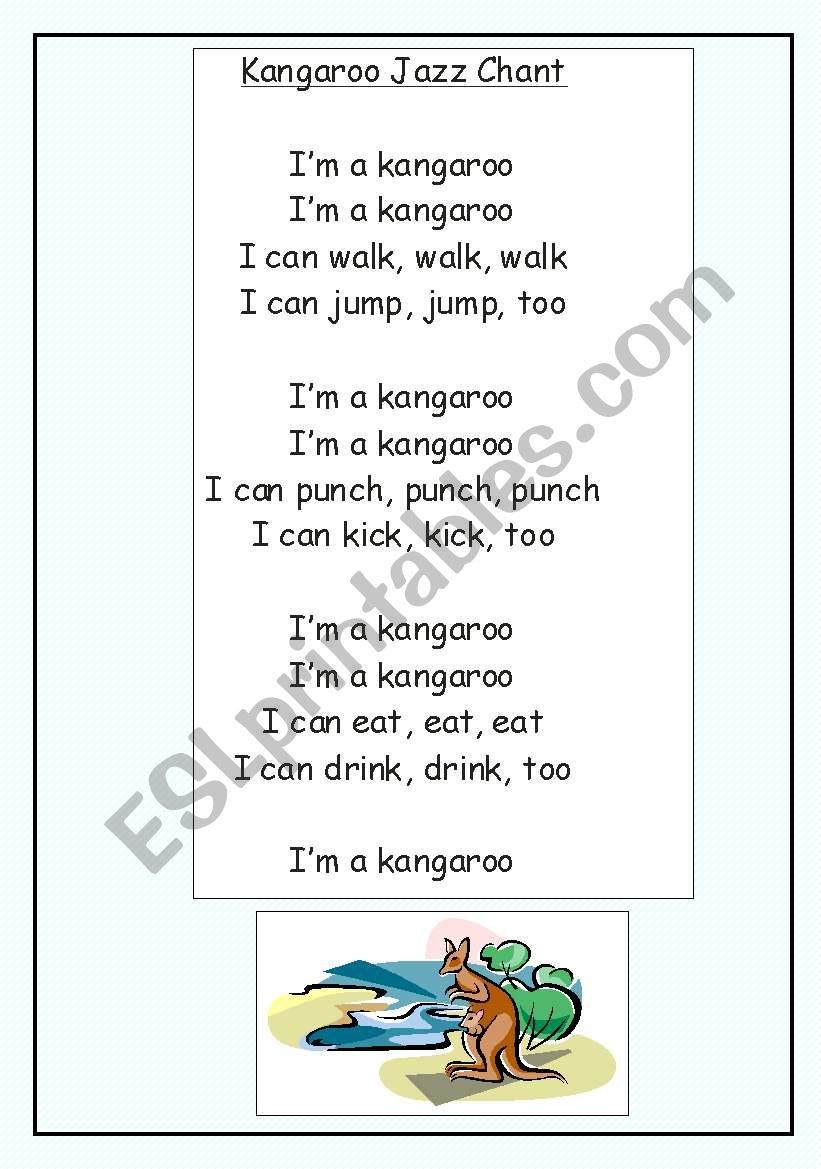 Kangaroo Jazz Chant worksheet
