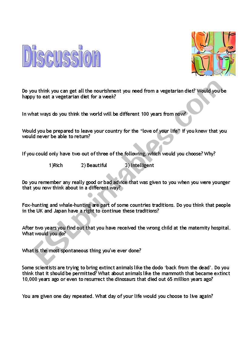 class discussion worksheet pdf