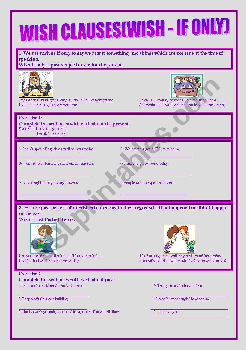 wish clause worksheet