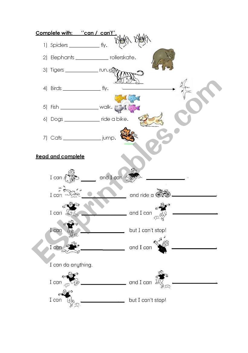 can can t esl worksheet by eugecba