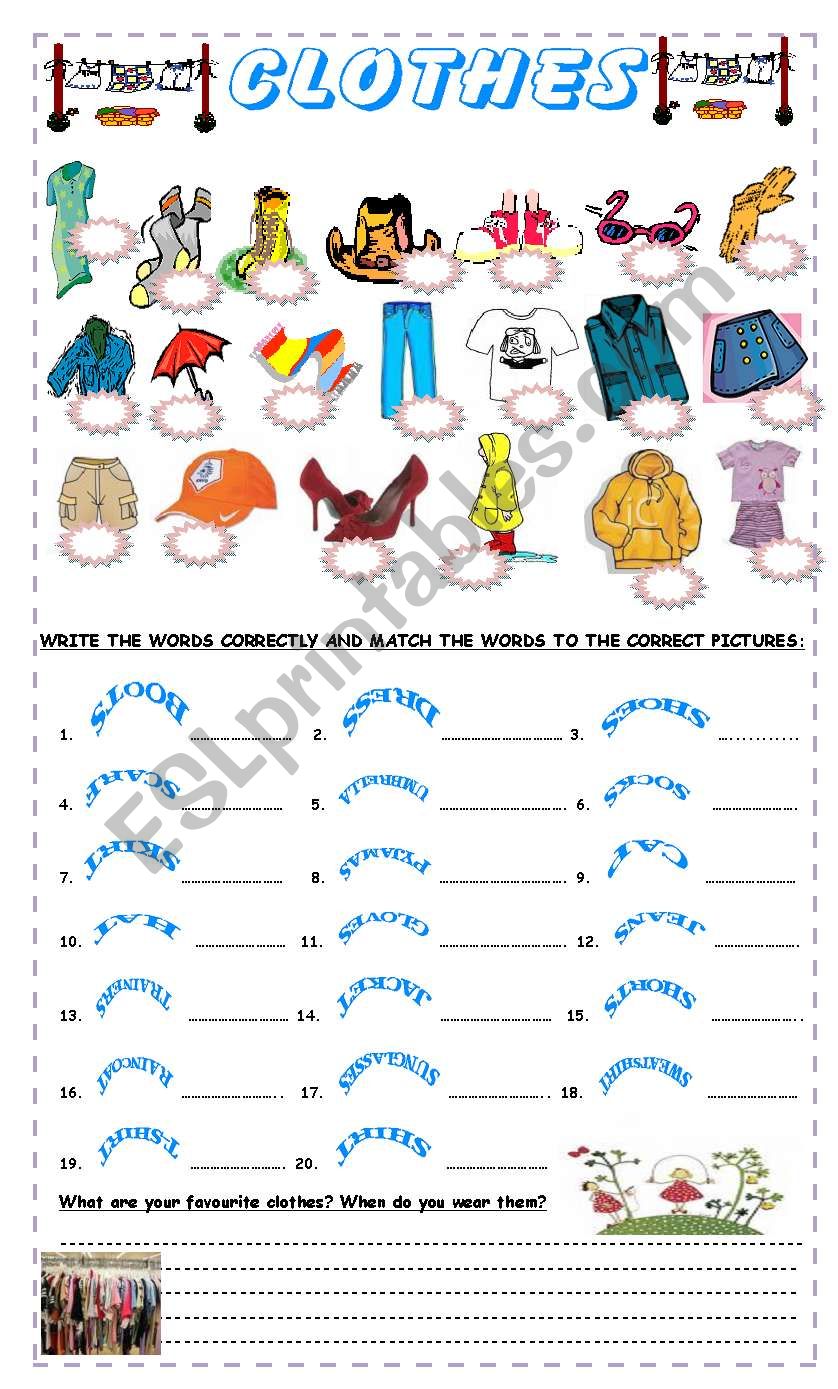 lets practice vocabulary clothes esl worksheet by pacchy