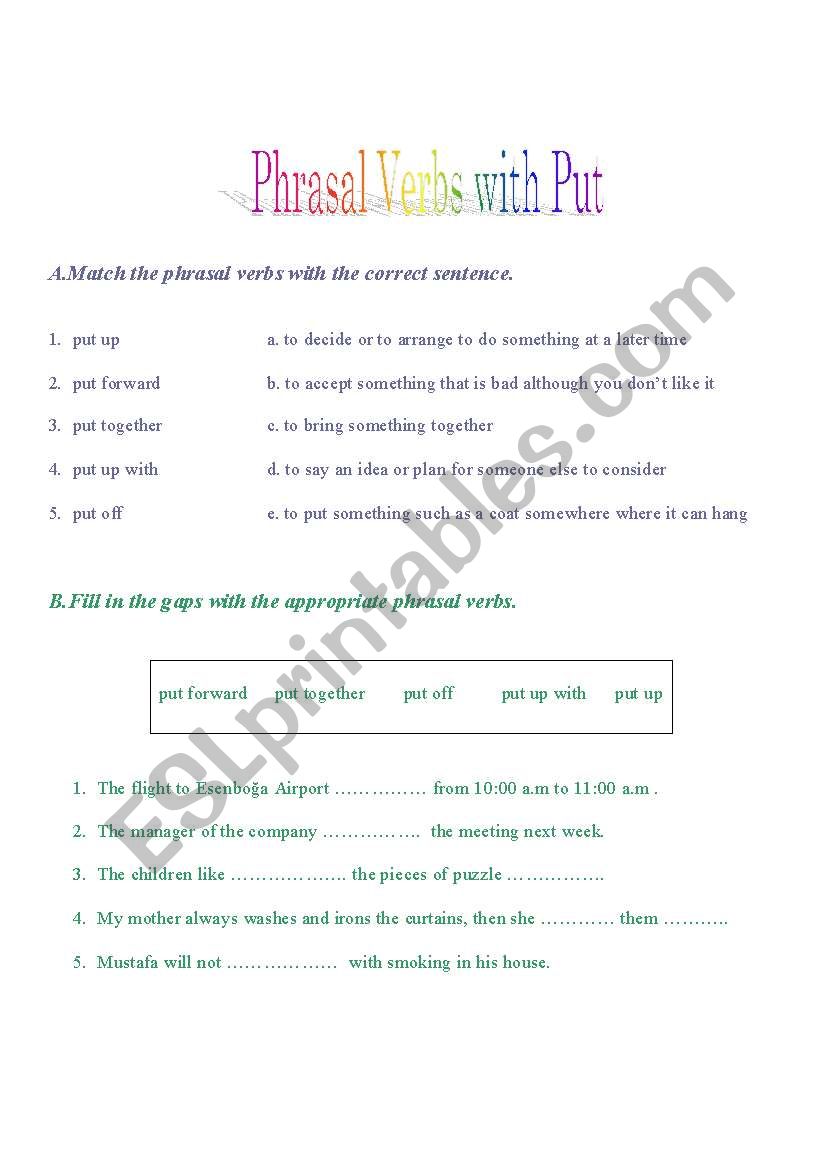 phrasal verbs  worksheet