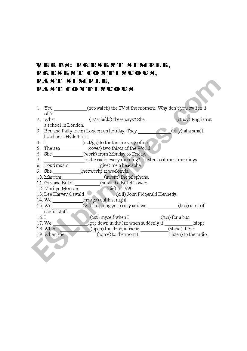 verbs worksheet