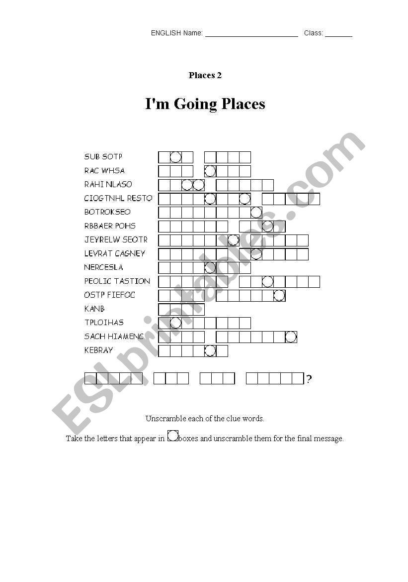 Places, Double Puzzle. Where are you going?