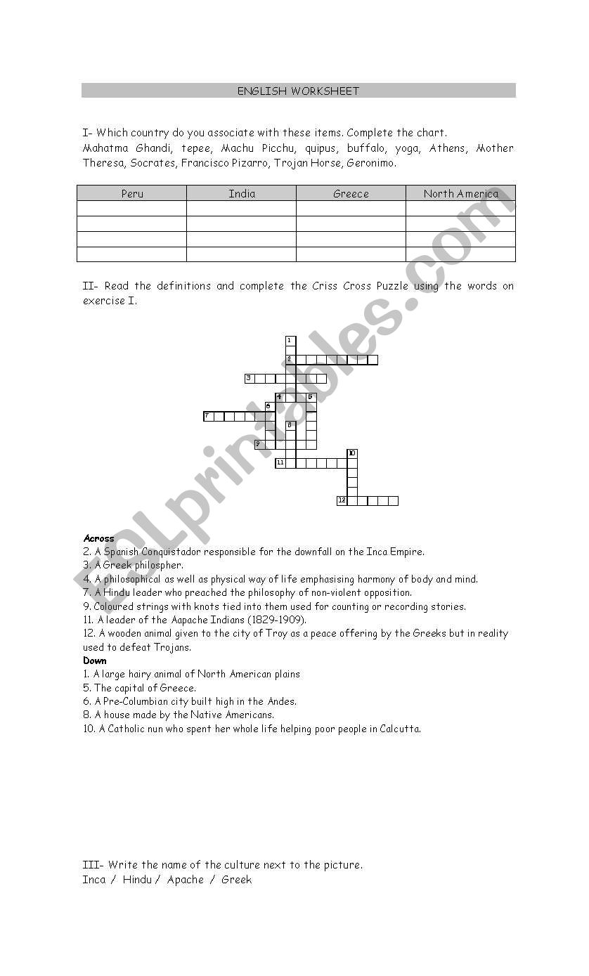 History worksheet