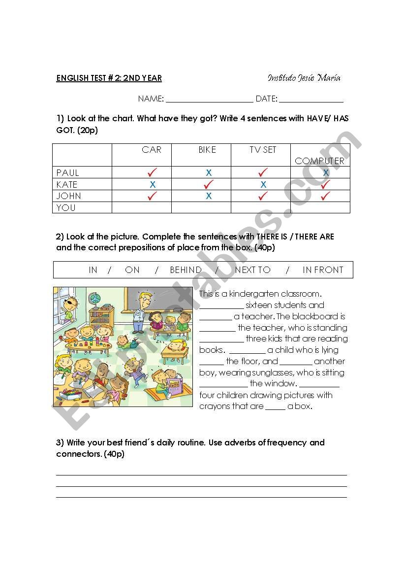 ELEMENTARY TEST worksheet