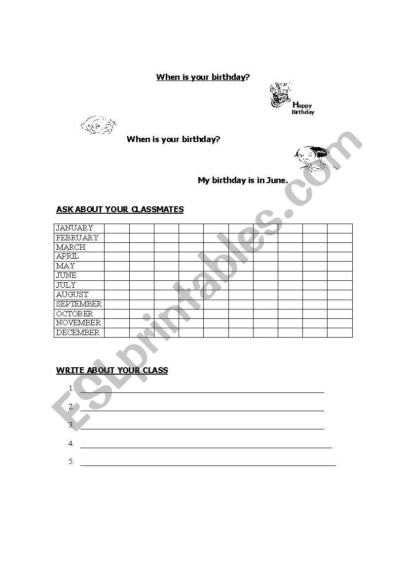 when is your birthday? worksheet