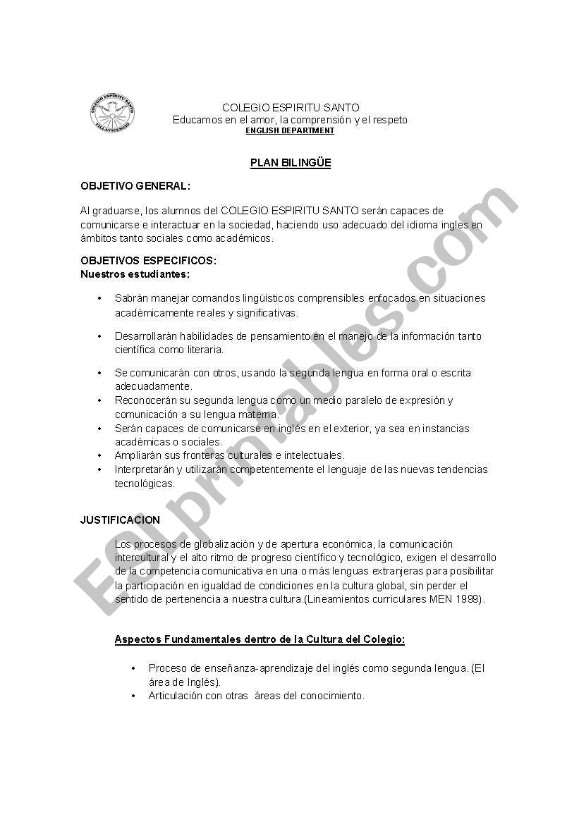 bilingual process worksheet