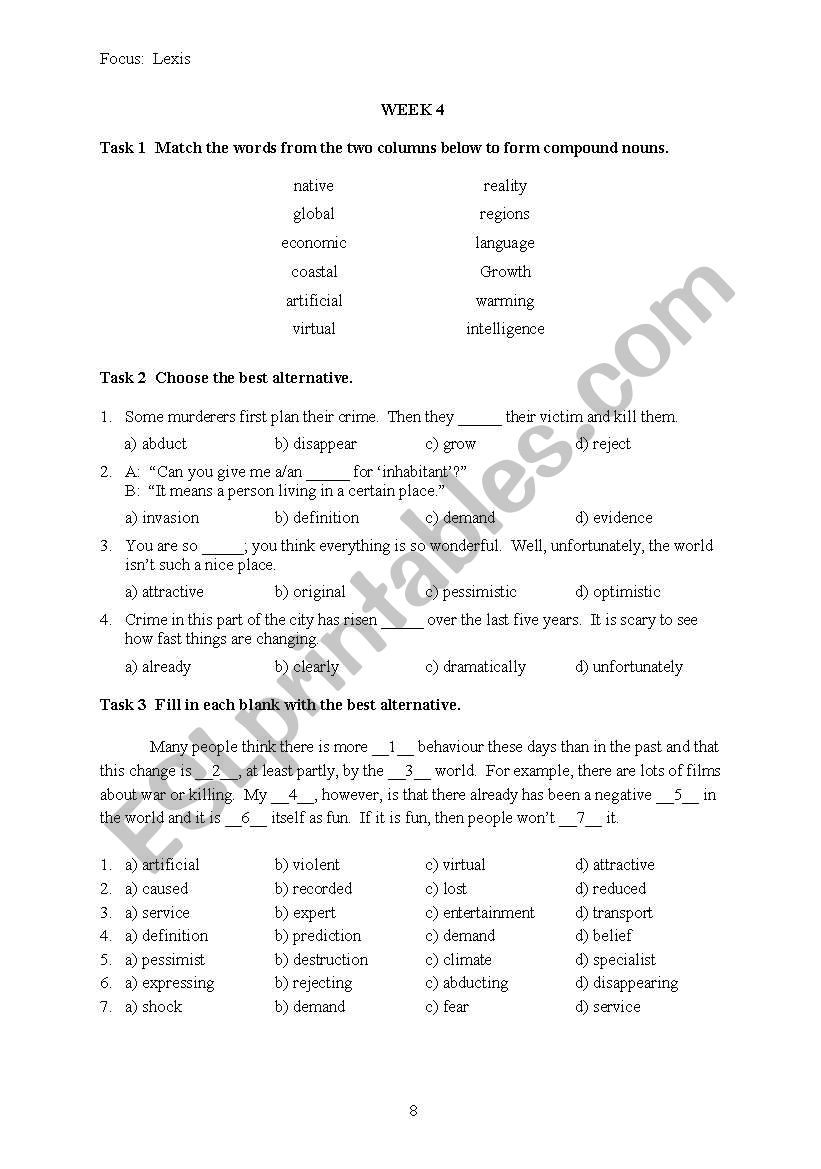 words worksheet