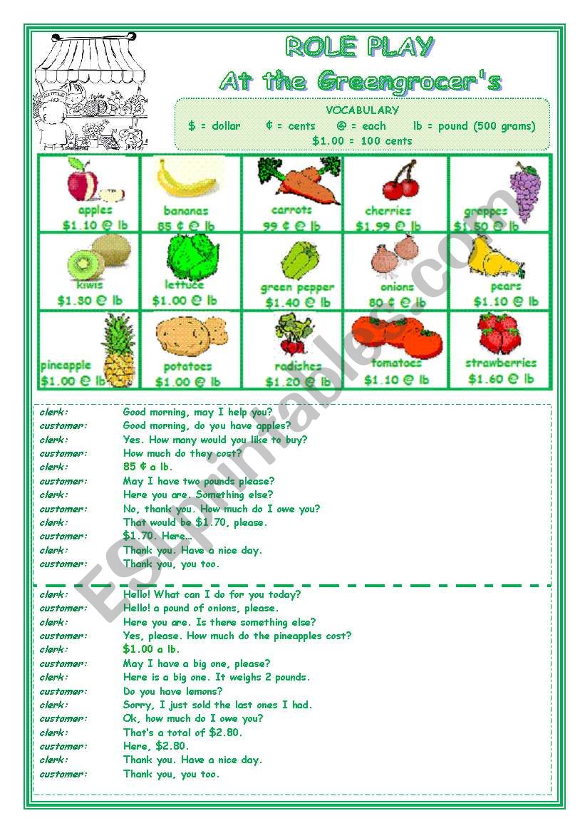 ROLE PLAY  -  AT THE GREENGROCERS