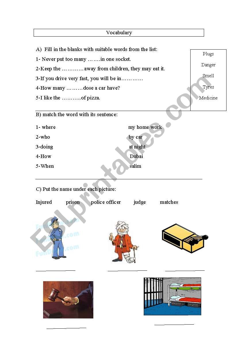 safety worksheet