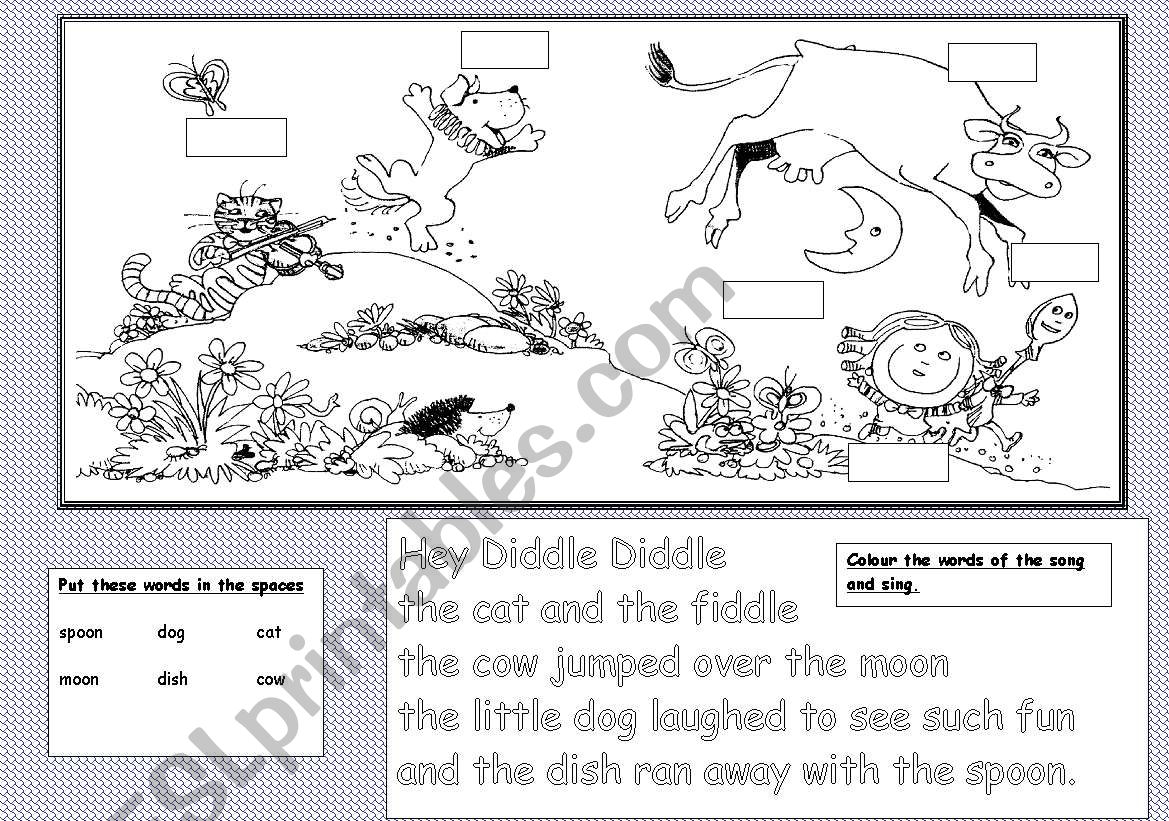 Hey Diddle Diddle Worksheet 3 worksheet