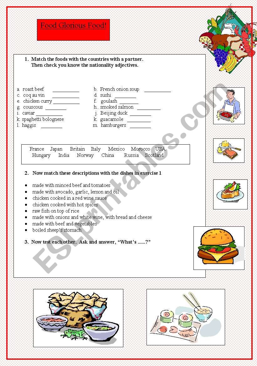 Food Glorious Food worksheet