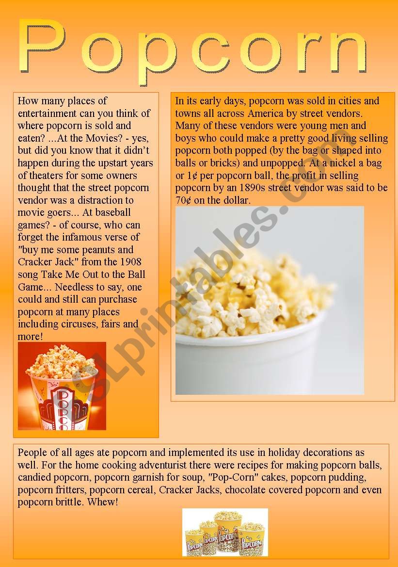 Popcorn worksheet
