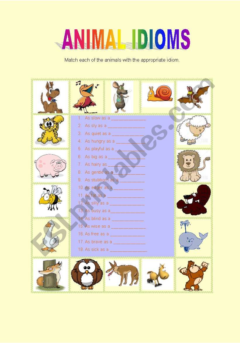 Animal Similes worksheet