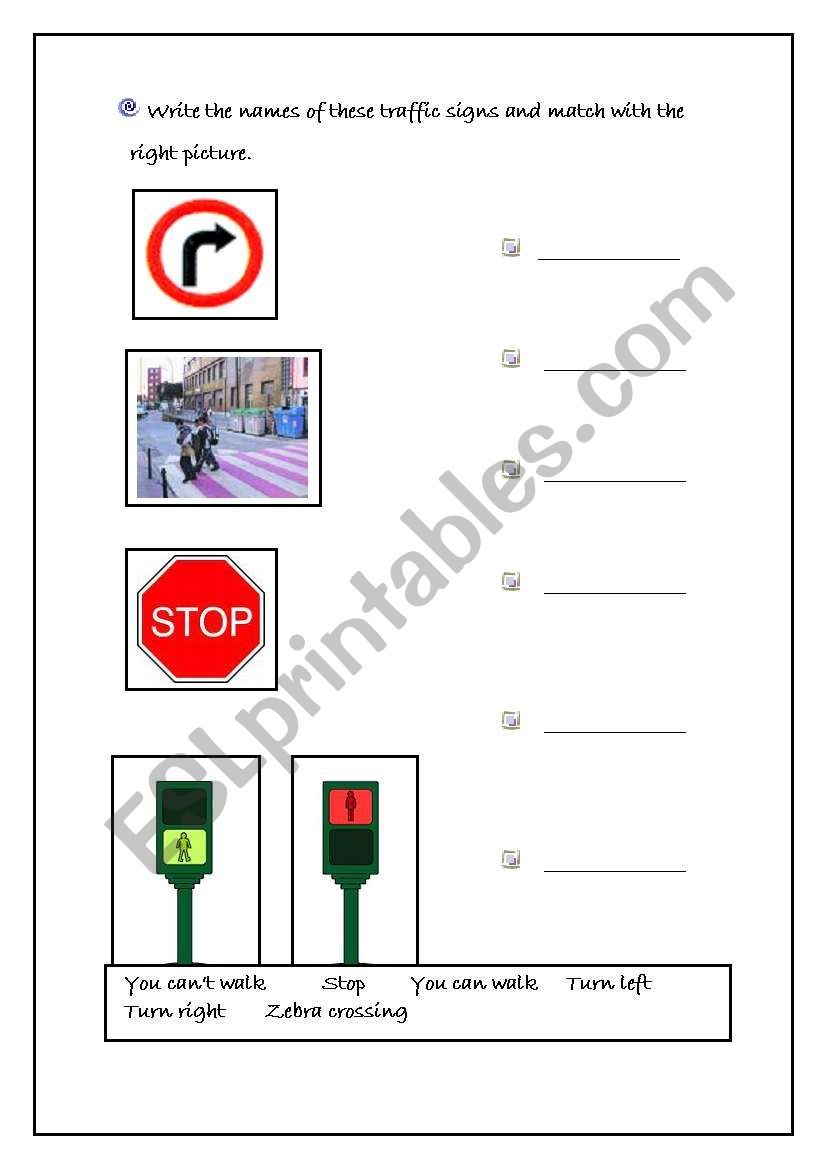 traffic signals worksheet