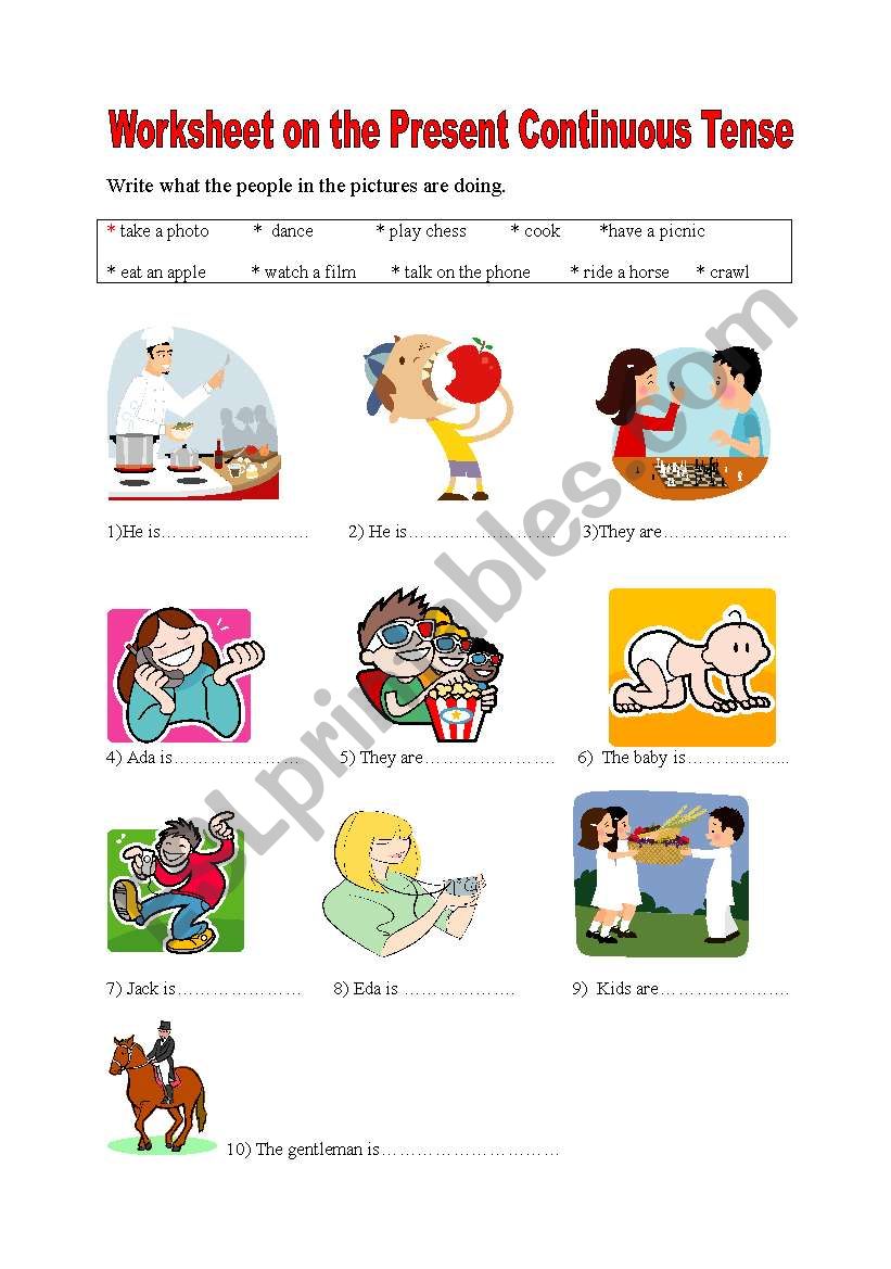 present continuous tense worksheet