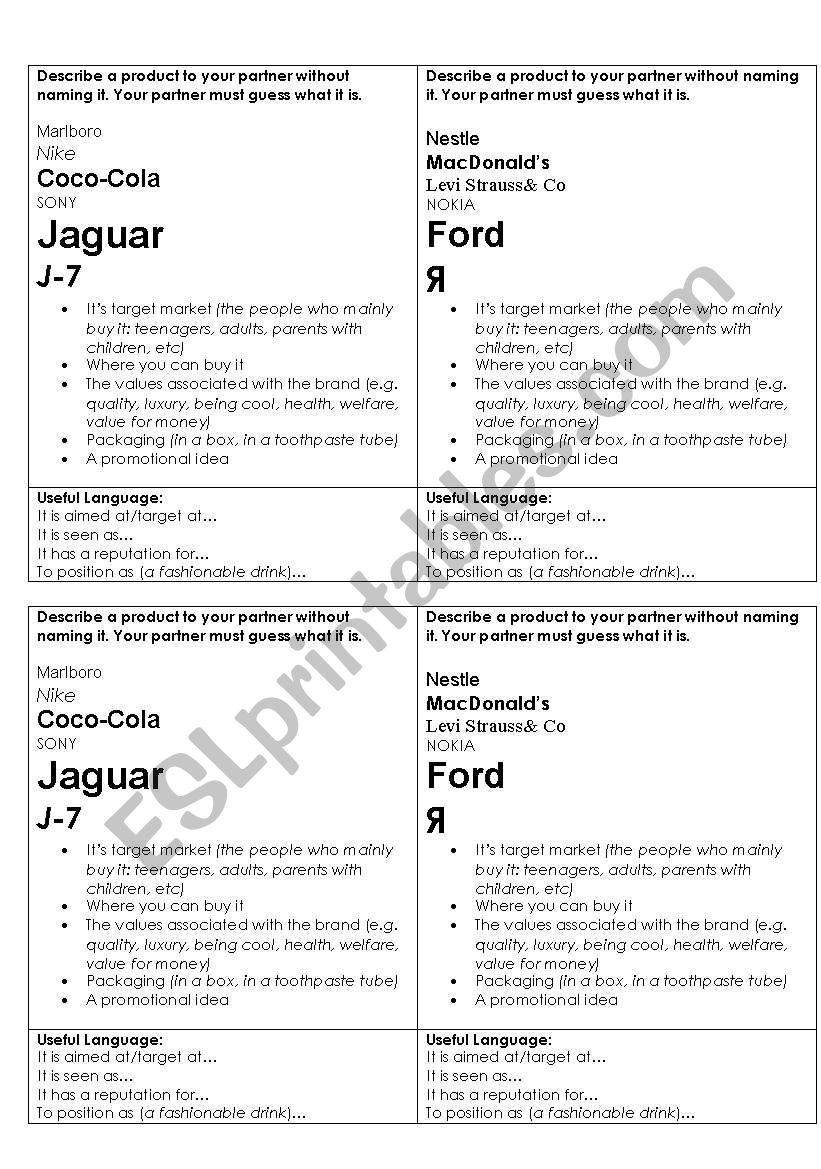 Business English-Brands worksheet