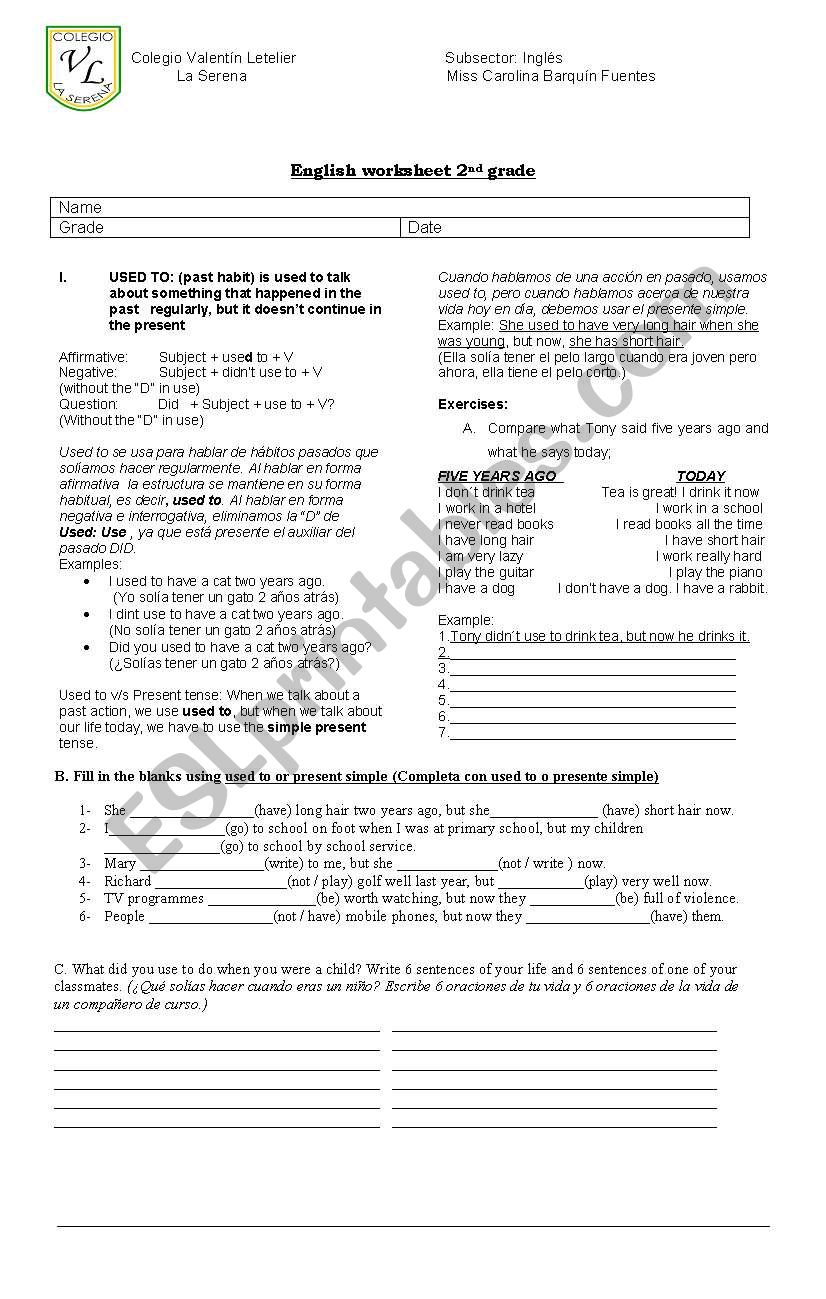 Used to and modal verbs worksheet