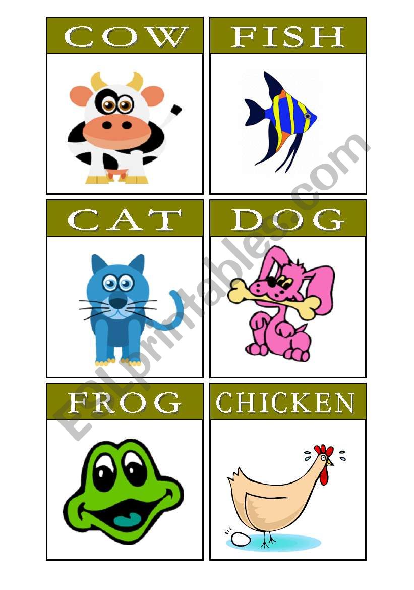 Animals 1 and 2 Flash-cards worksheet