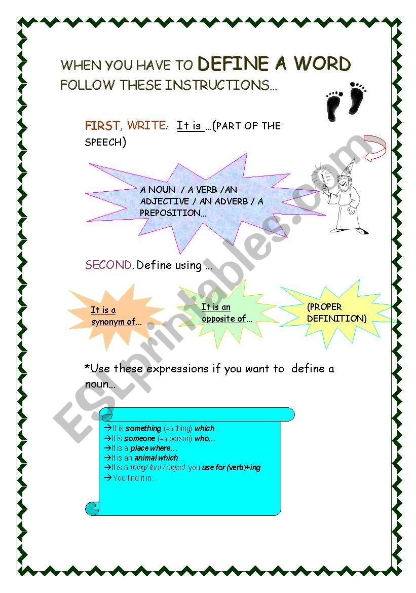 HOW TO DEFINE A WORD worksheet