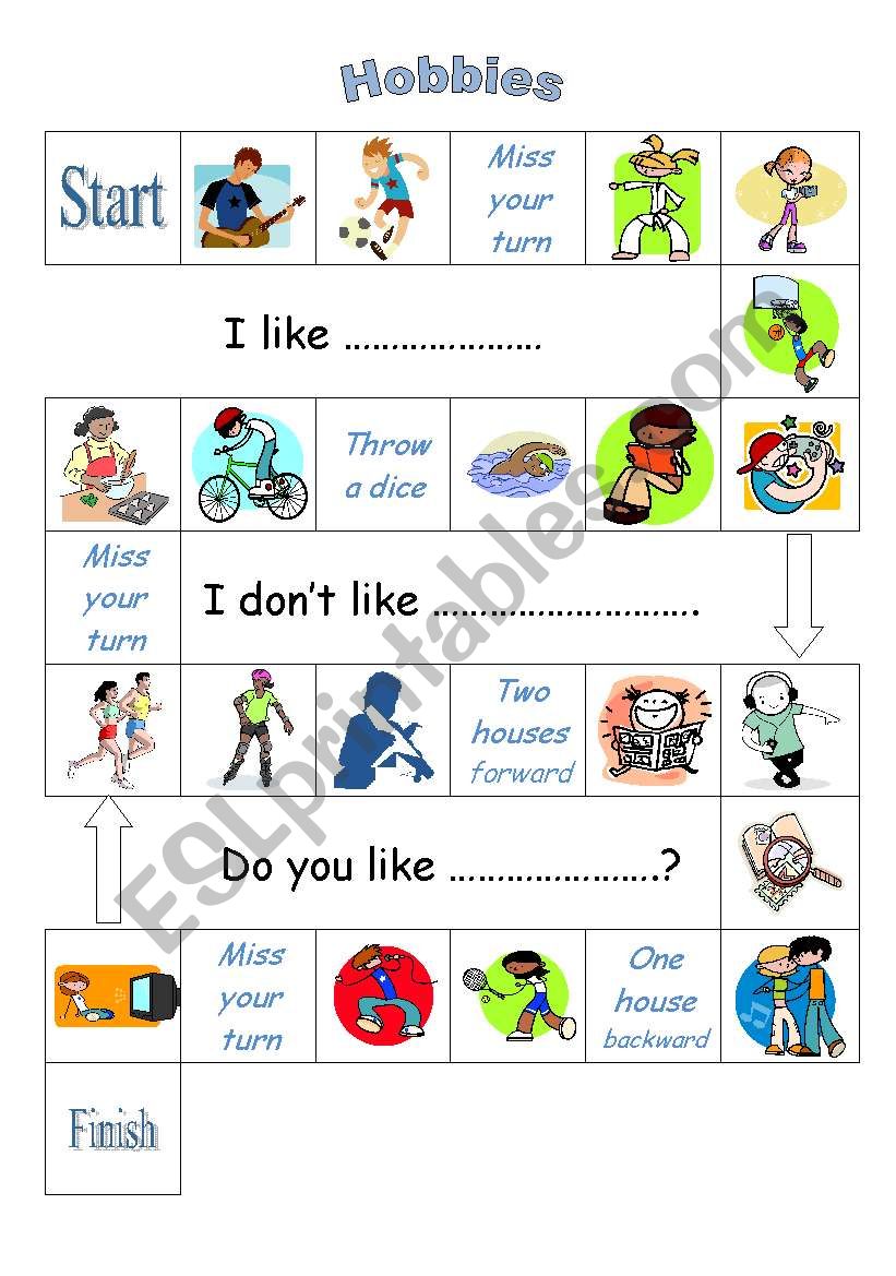 hobbies board game esl worksheet by winky2