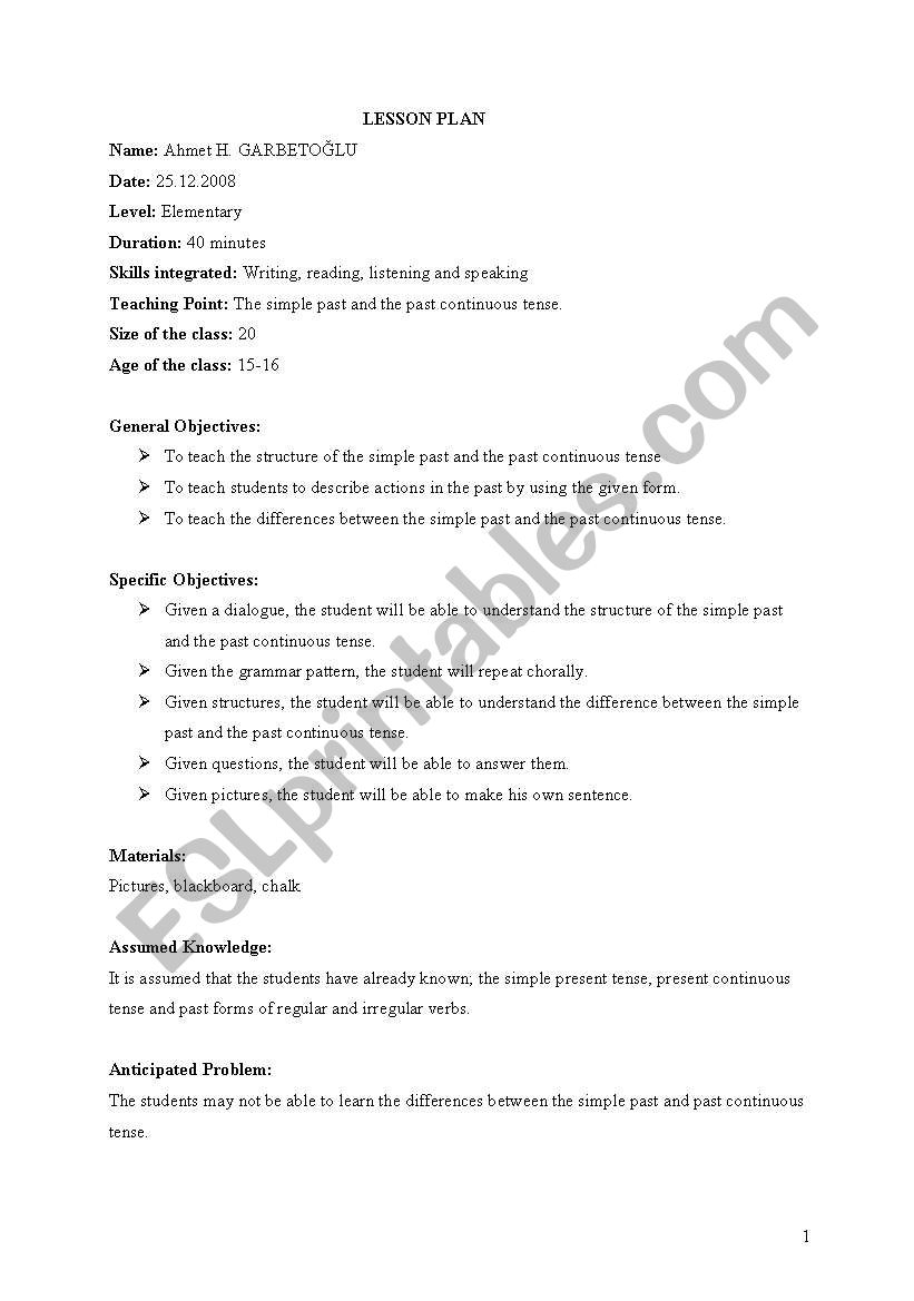 Past Simple Tense worksheet