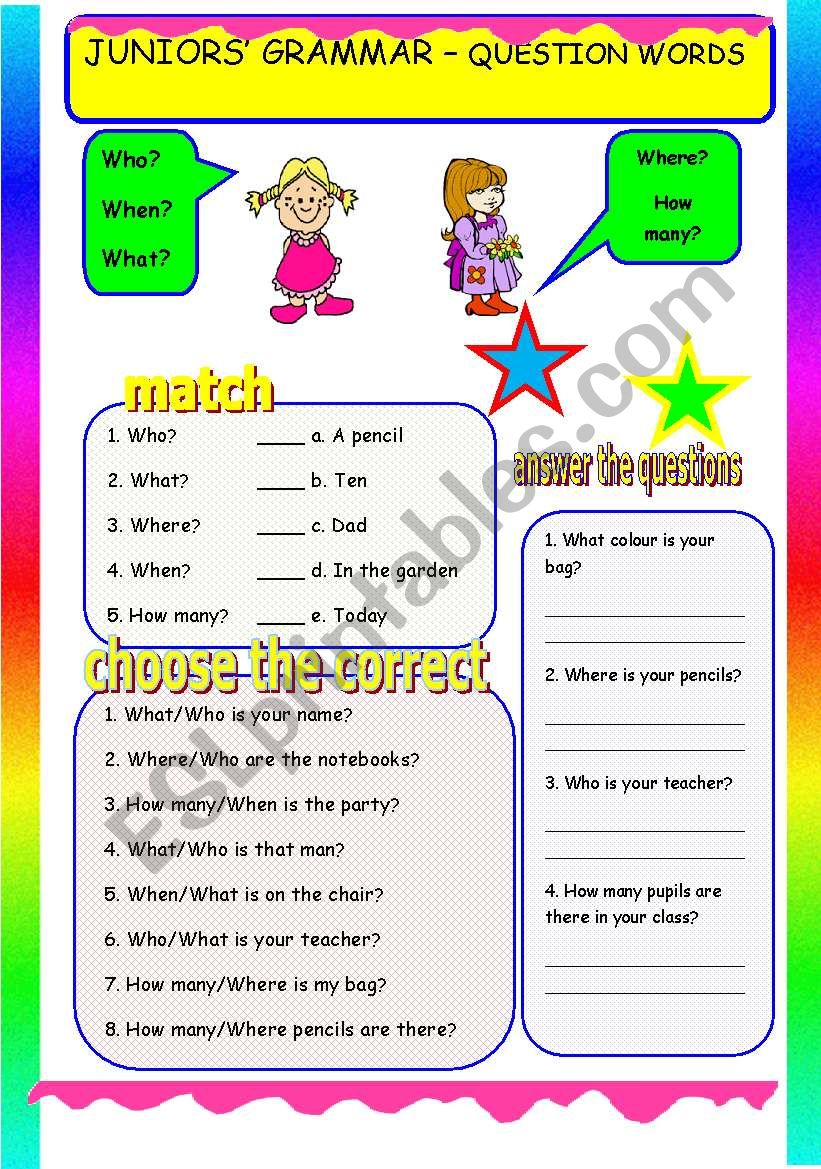 JUNIORSÂ´ GRAMMAR - QUESTION WORDS