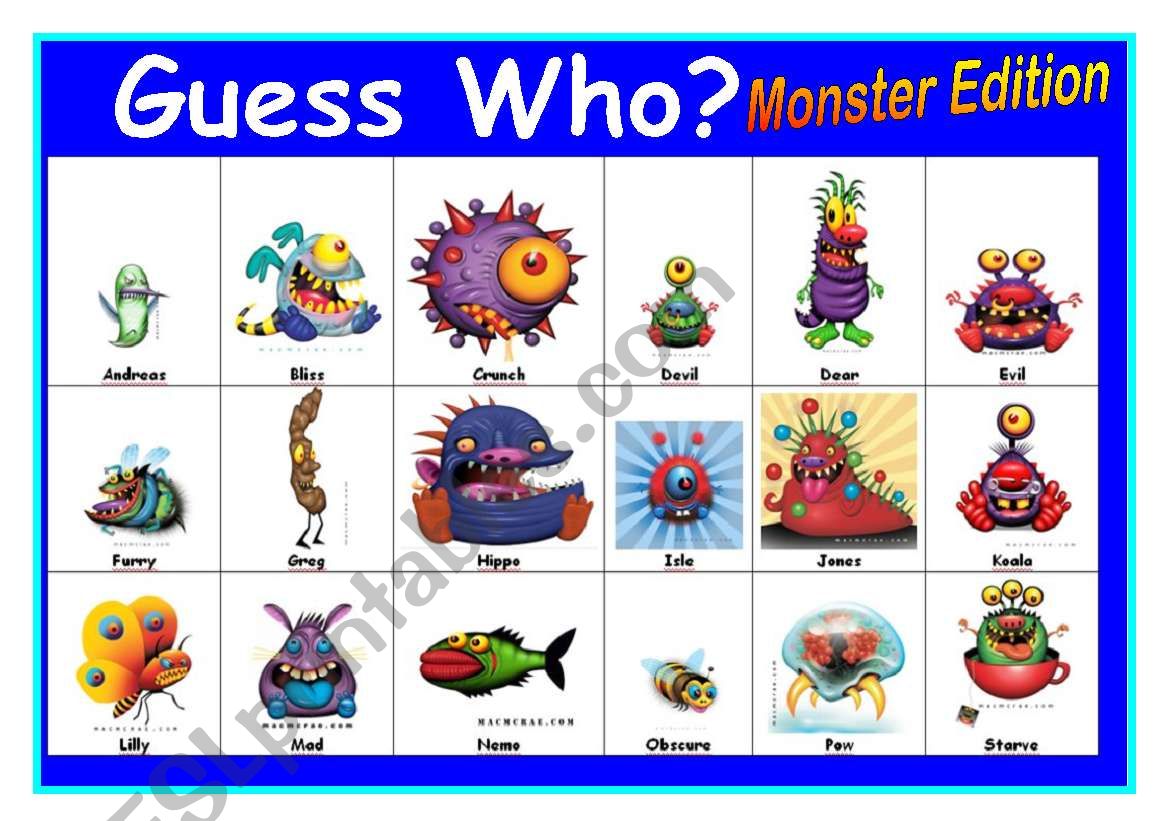 Guess Who? - Monsters Edition worksheet
