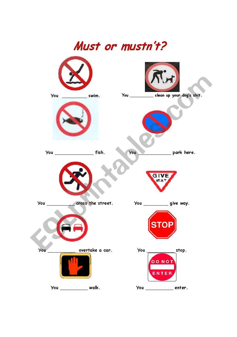 RESPECT THE FOLLOWING SIGNS! worksheet