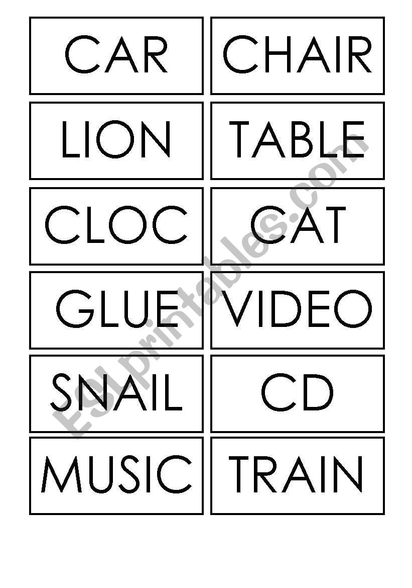 Cards for games worksheet