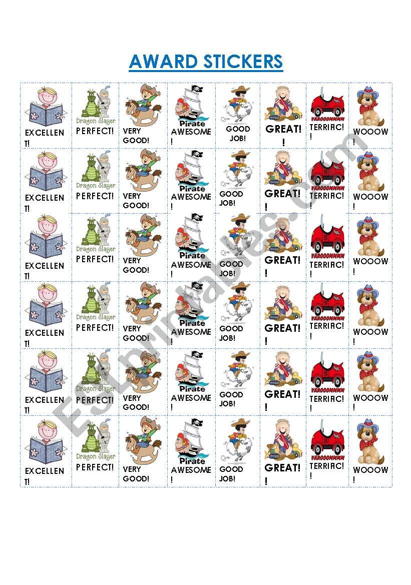 AWARD STICKERS FOR BOYS worksheet