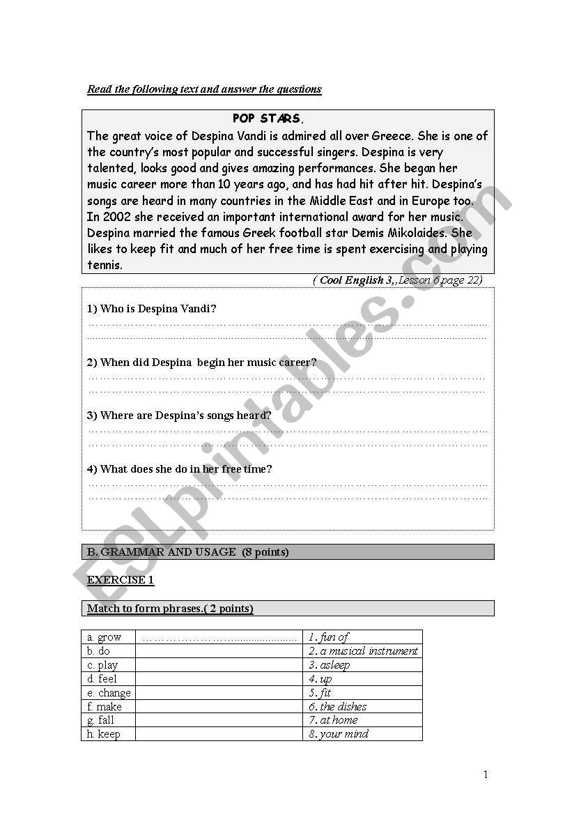 ENGLISH LANGUAGE TEST worksheet